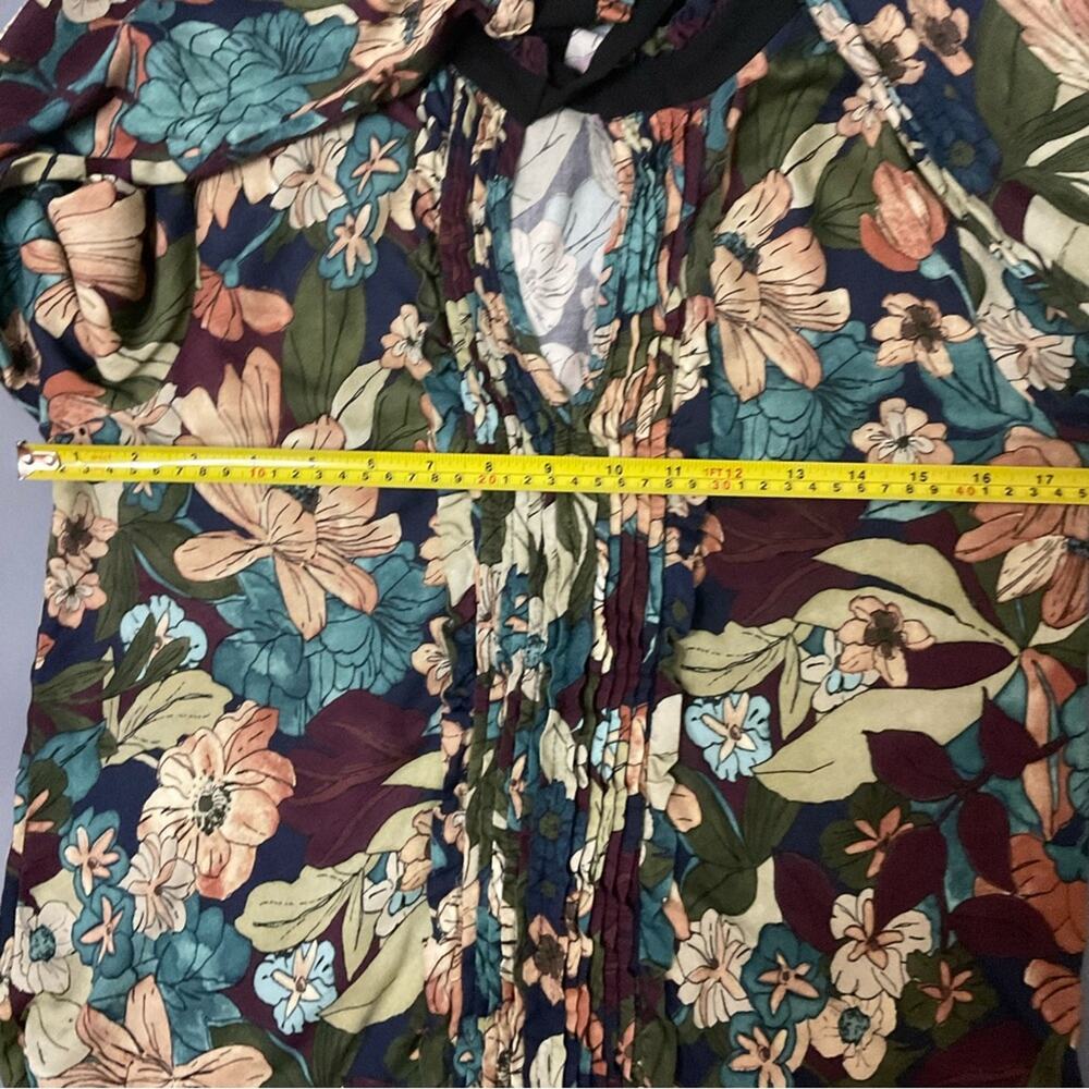 ZARA Basic High Neck Tie Front Floral Secretary Blouse S Corporate Siren Cottage - Picture 5 of 8
